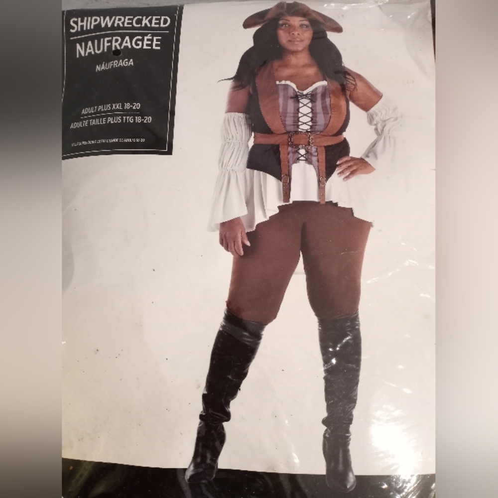 Shipwrecked Pirate Costume with Brown and White Details